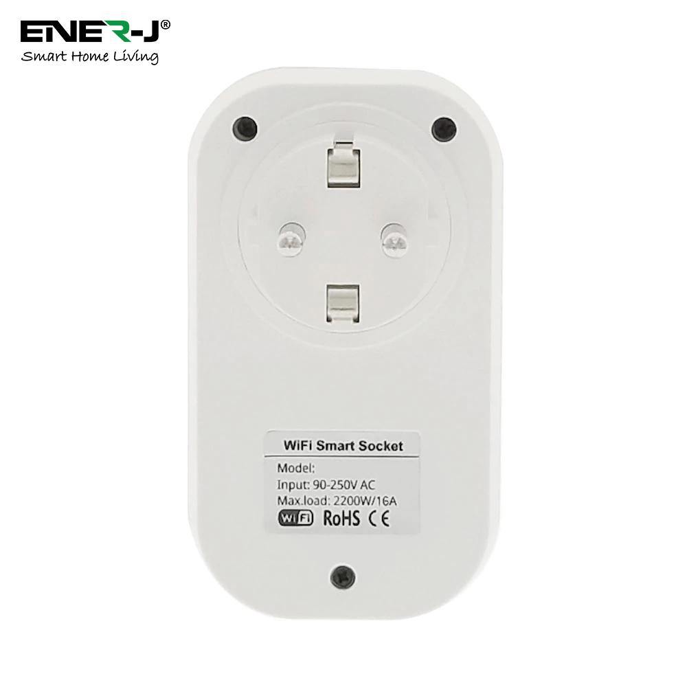 1600W Max Load WiFi Smart EU Plug with Energy Monitor - ENER-J Smart Home
