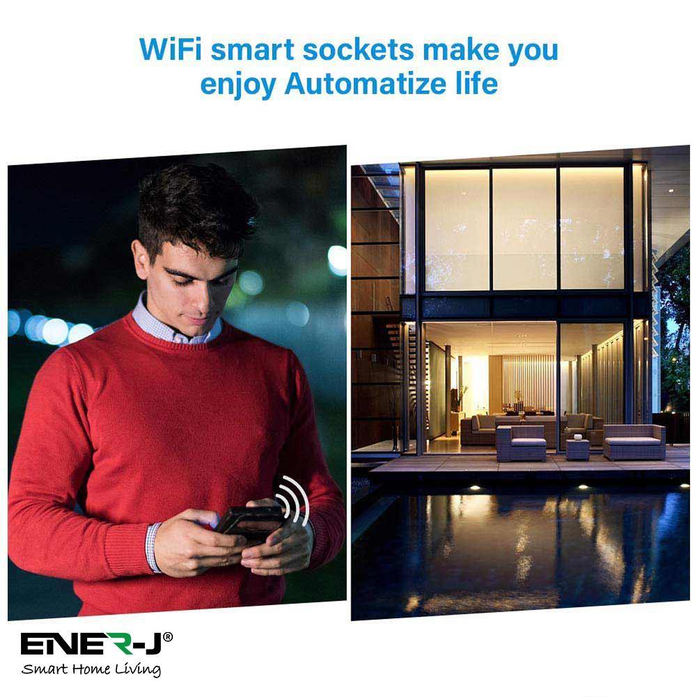 1600W Max Load WiFi Smart EU Plug with Energy Monitor - ENER-J Smart Home