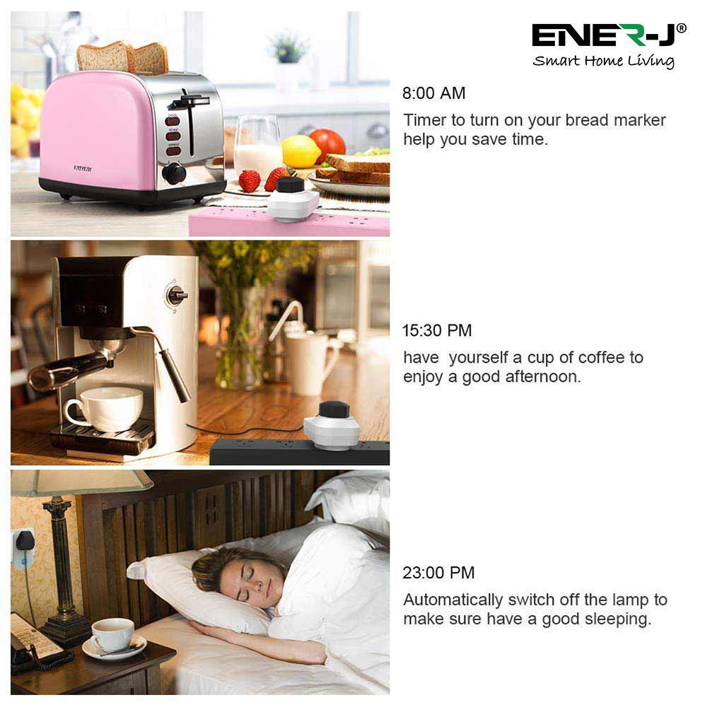 1600W Max Load WiFi Smart EU Plug with Energy Monitor - ENER-J Smart Home