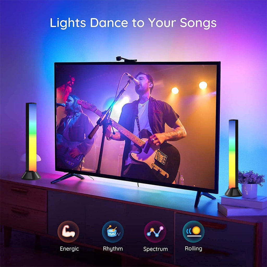 Smart LED RGB Light Bars with APP Round 3-Side RGBIC Intelligent Ambie ...