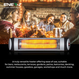 3000W, Wall mounted Patio Heater with Quartz Tube with 3 Heat Settings - ENER-J Smart Home
