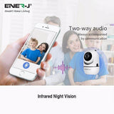 ENERJ Smart Wireless Indoor IP Security Camera, Auto Tracker, Motion Sensor, Night Vision, 360 Degree Pan Tilt Zoom Two Way Audio, Cloud Storage - ENER-J Smart Home