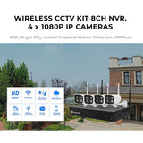 Wireless Security CCTV System with 4 IP Cameras, 8CH NVR - ENER-J Smart Home