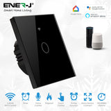 1 Gang Smart Light Switch, Wi-Fi Wall Wireless, Black Tempered Glass Touch-Screen Switch Compatible with Alexa&Google Home, Control Your Fixtures Remotely from anywhere (NO NEUTRAL NEEDED)