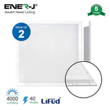 2 Pack Backlit LED Panel - 60x60cms TPA Diffuser 40W, 4000Lm 6000K - ENER-J Smart Home