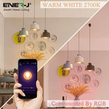 Smart WiFi GLS RGB+W+WW 9W LED Bulb B22 base, compatible with Alexa and Google Home - ENER-J Smart Home