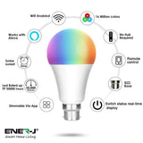 Smart WiFi GLS RGB+W+WW 9W LED Bulb B22 base, compatible with Alexa and Google Home - ENER-J Smart Home