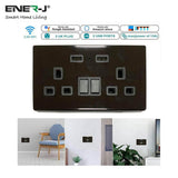 ENERJ Smart Twin Wall Sockets with USB 2 USB Ports, 13A (Black) - ENER-J Smart Home