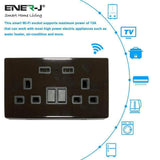 ENERJ Smart Twin Wall Sockets with USB 2 USB Ports, 13A (Black) - ENER-J Smart Home