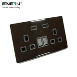 ENERJ Smart Twin Wall Sockets with USB 2 USB Ports, 13A (Black) - ENER-J Smart Home