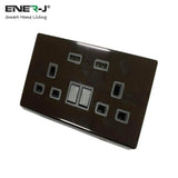 ENERJ Smart Twin Wall Sockets with USB 2 USB Ports, 13A (Black) - ENER-J Smart Home