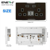 ENERJ Smart Twin Wall Sockets with USB 2 USB Ports, 13A (Black) - ENER-J Smart Home