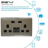 ENERJ Smart Twin Wall Sockets with USB 2 USB Ports, 13A (Silver) - ENER-J Smart Home