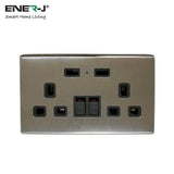 ENERJ Smart Twin Wall Sockets with USB 2 USB Ports, 13A (Silver) - ENER-J Smart Home