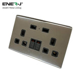 ENERJ Smart Twin Wall Sockets with USB 2 USB Ports, 13A (Silver) - ENER-J Smart Home