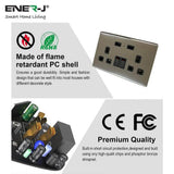 ENERJ Smart Twin Wall Sockets with USB 2 USB Ports, 13A (Silver) - ENER-J Smart Home