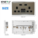 ENERJ Smart Twin Wall Sockets with USB 2 USB Ports, 13A (Silver) - ENER-J Smart Home