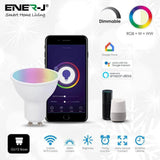 3 Pack Smart WiFi GU10 LED Lamp Light Bulbs 5W, RGB+W+WW, Dimmable - ENER-J Smart Home