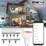 3 Pack Smart WiFi GU10 LED Lamp Light Bulbs 5W, RGB+W+WW, Dimmable - ENER-J Smart Home