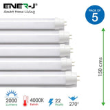 T8 LED Nano Plastic Tube 150cms 22W 4000K (Pack of 5 units) - ENER-J Smart Home