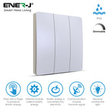 3 Gang Weatherproof Wireless Kinetic Switch, IP65, No Wiring, No Batteries PRO Series - ENER-J Smart Home
