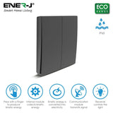 ENERJ 2 Gang Wireless Kinetic Switch ECO RANGE, Black Body - ENER-J Smart Home