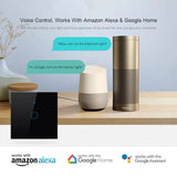 1 Gang Smart Light Switch, Wi-Fi Wall Wireless, Black Tempered Glass Touch-Screen Switch Compatible with Alexa&Google Home, Control Your Fixtures Remotely from anywhere (NO NEUTRAL NEEDED)
